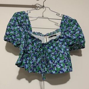 Zara | Puffed Sleeves Floral Crop M